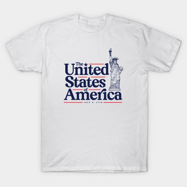 The United States of America - Independence Day Retro Typography T-Shirt by thedesigngarden